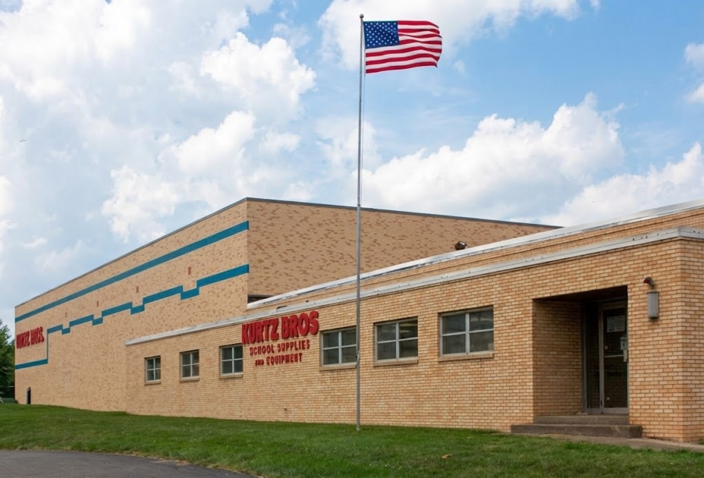 Kurtz Bros. building with American flag