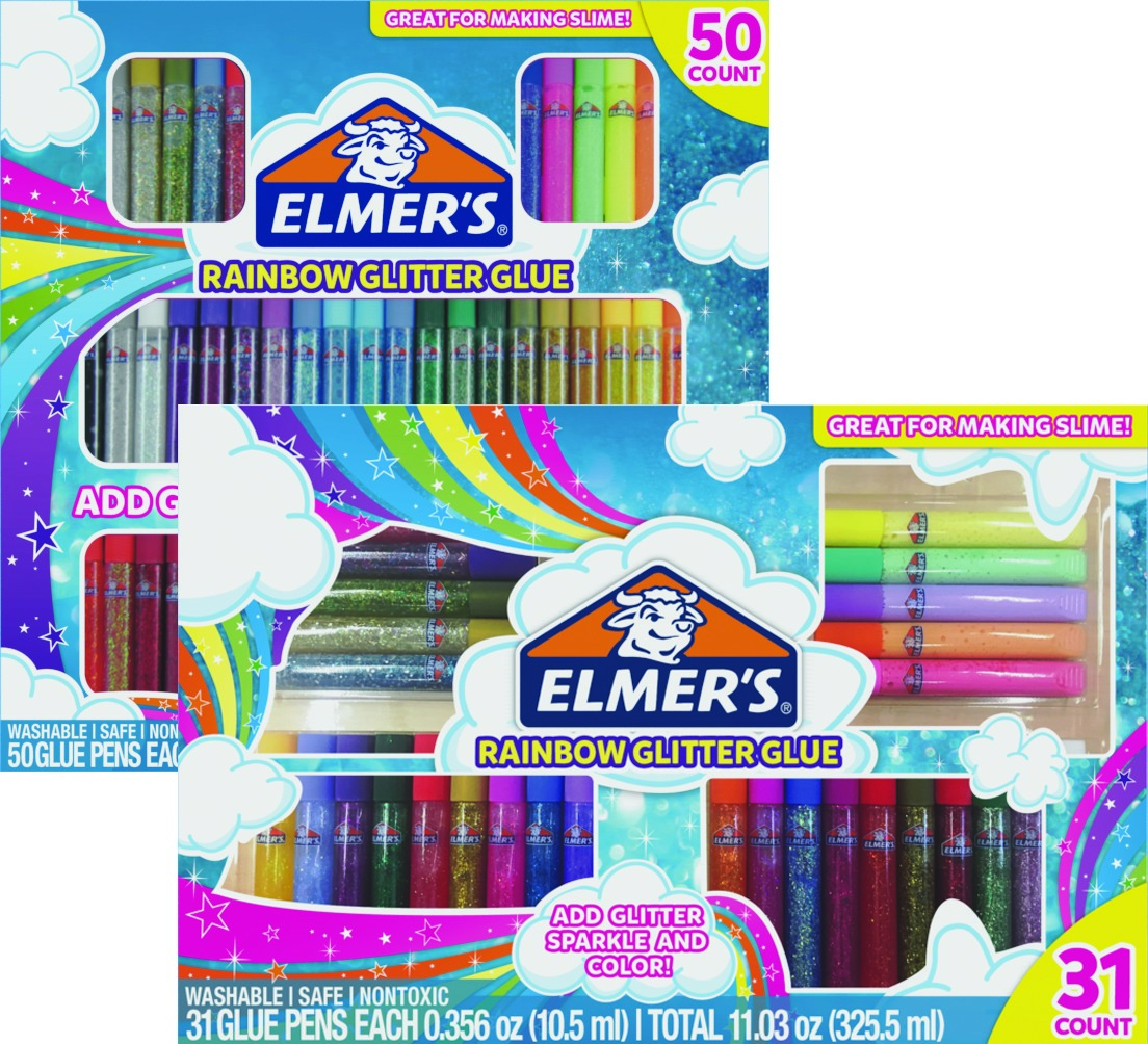 ELMER'S 3D GLITTER GLUE PENS, 31 RAINBOW & GLITTER COLORS - FULLY WASHABLE