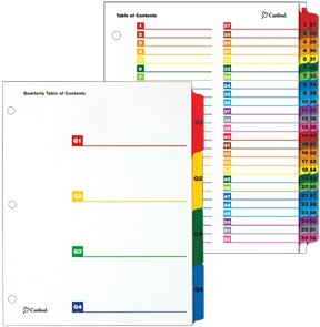 Cardinal® OneStep® Printable Table of Contents Dividers