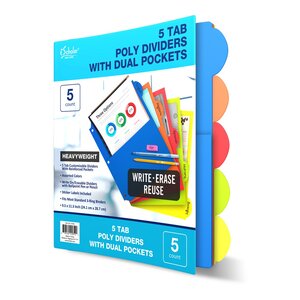 iScholar® 5 Tab Poly Index Dividers with Pockets