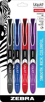 Zebra Liquid Rollerball Pen - 4-Color Set