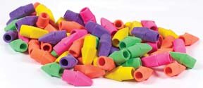 Assorted Colors Pencil Top Erasers