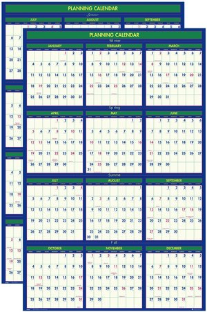 Reversible Laminated Academic and Calendar Year Wall Planner