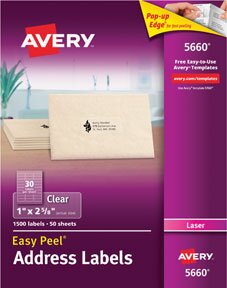 Avery® Easy Peel® Clear Mailing Labels - Laser