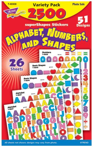 Stickers Variety Packs, Alphabet, Numbers and Shapes
