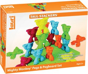 Tall-Stacker Mighty Monkey Pegs & Pegboard Set