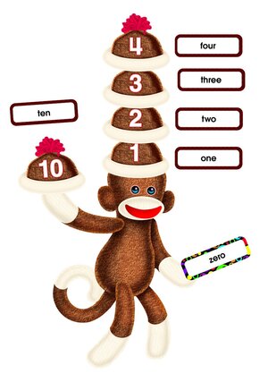 Sock Monkeys Numbers 0-120 Bulletin Board Set