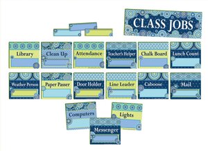 Blue Harmony Class Jobs Mini Bulletin Board Set