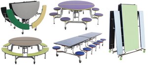 Color Customizable Mobile Stool Tables