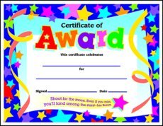 Colorful Classics Certificates - Certificate of Award