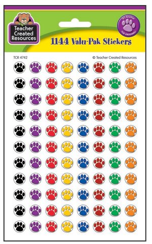Mini Colorful Paw Prints Stickers Valu-Pak