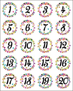 Confetti Numbers Stickers