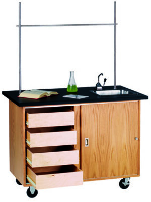 Mobile Demo Table with Drawers and Sink