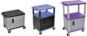 Tuffy Multi-Purpose AV Carts with Lockable Cabinets and Electric