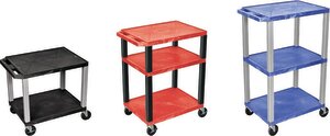 Tuffy Multi-Purpose AV Carts with All Open Shelves and Electrical Assembly