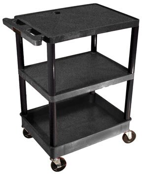 Luxor STC221 Black 3 Shelf Utility Cart