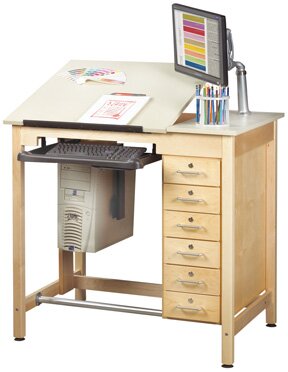 Drawing Table with Storage Drawers