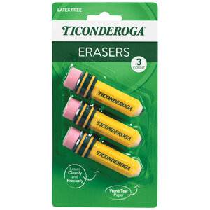 Dixon Ticonderoga, Pencil Shaped Erasers, 3-Count 