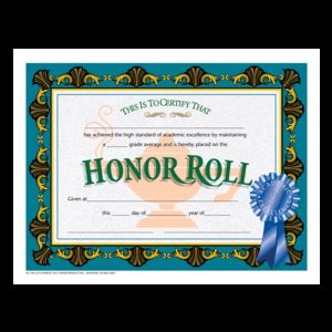 Hayes Honor Roll Certificate