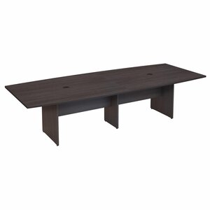 Bush Business Furniture 120W x 48D Boat Shaped Conference Table with Wood Base