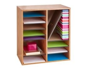 Wood Adjustable-Compartment Literature Organizers