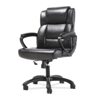 Sadie Mid-Back Executive Chair | Fixed Padded Arms | Black Leather