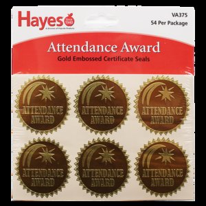 Gold Foil Stamped Certificate Seals - Attendance Award