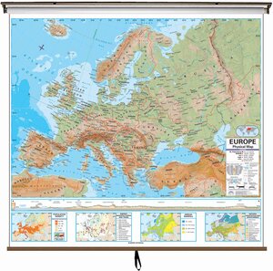 Europe Advanced Physical Classroom Wall Map
