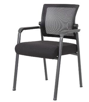 Black Mesh 4-Legged Guest Chair w/ Arms