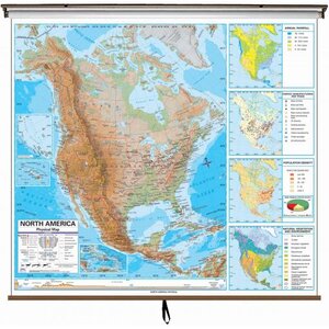 North America Advanced Physical Classroom Wall Map