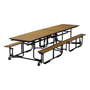 KI Uniframe® Rollaway Cafeteria Tables with Regular Benches - Black Frame