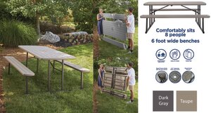 Outdoor Living 6 Foot Folding Picnic Table