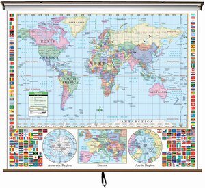 World Primary Classroom Wall Map