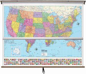 US and World Advanced Political Classroom Combo Wall Map