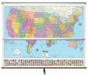U.S. and World Advanced Political Roller Map Set